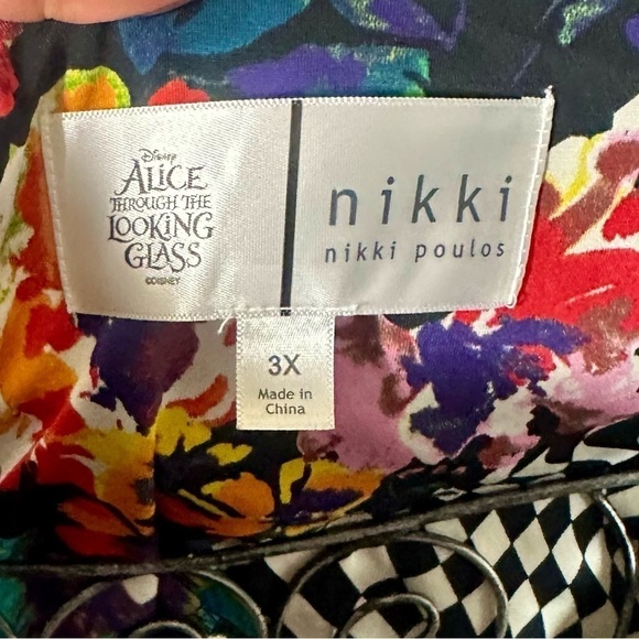 Nikki Poulos alice in wonderland checkered printed tunic size 3X - Picture 5 of 7